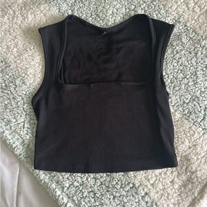 Black Square Neck Top